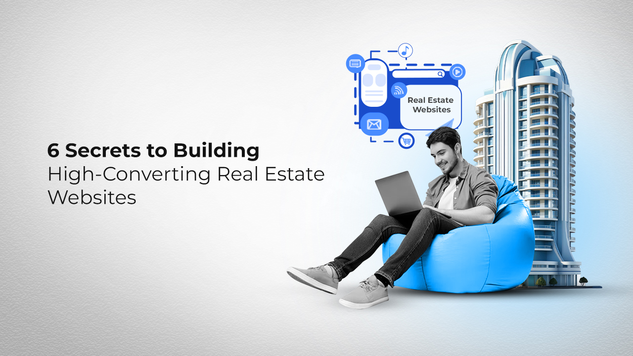 Modern real estate website layout on desktop and mobile screens