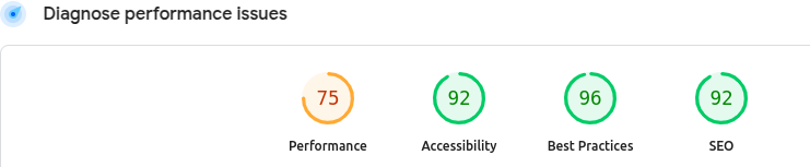 performance issues as shown in the google speed insights tool