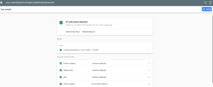 Google Rich Results Test showing valid structured data on DesignRush NYC page.
