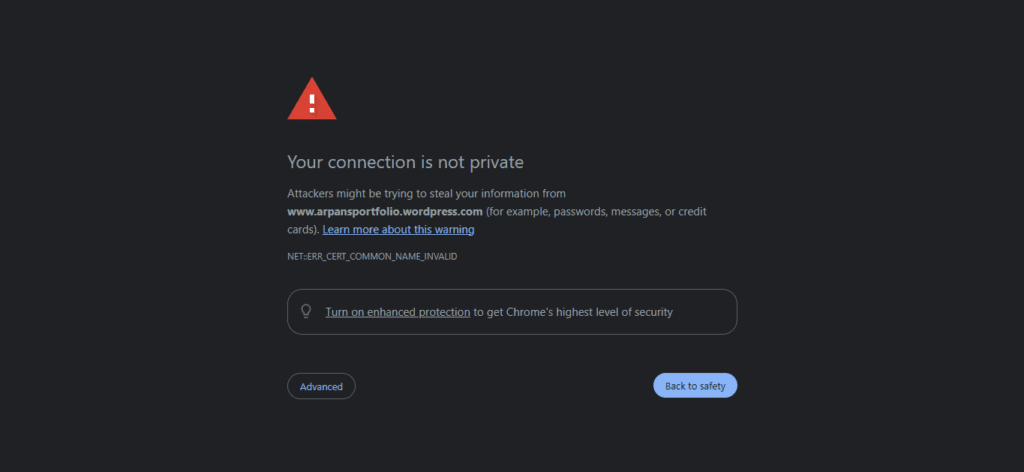 Website showing 'Not Secure' warning due to failed SSL certificate and lack of proper WordPress SEO implementation