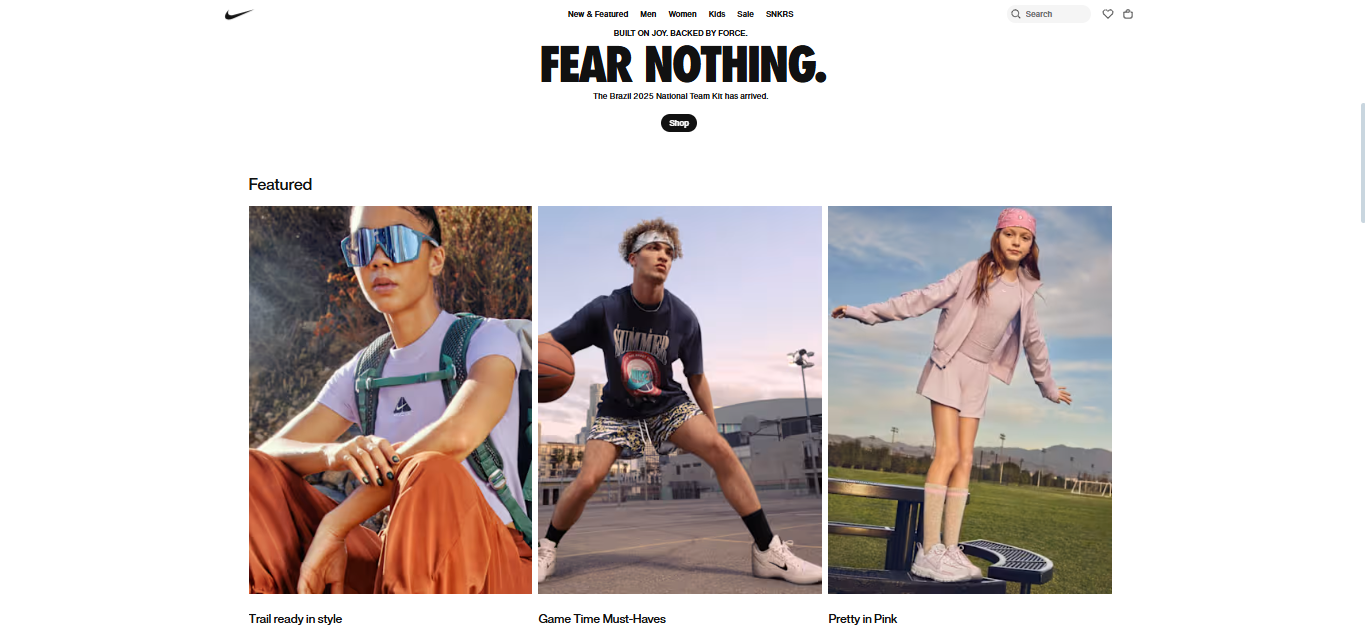 Nike website design