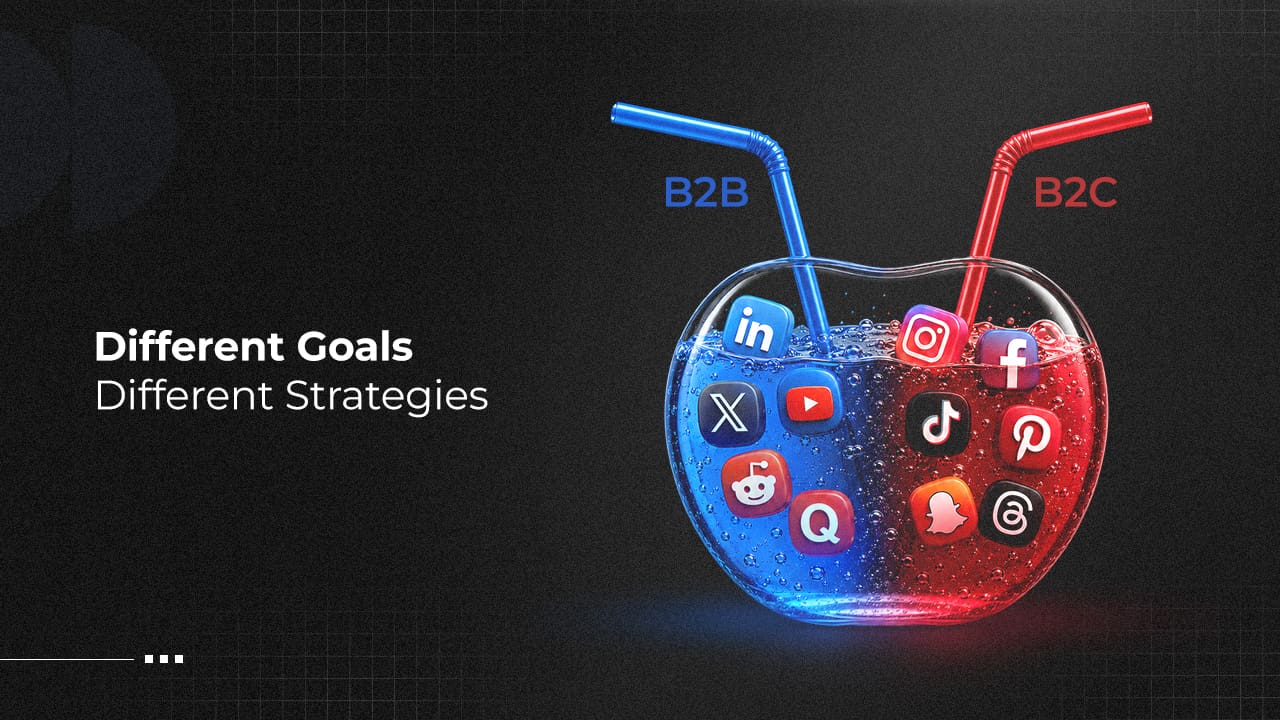 B2B vs B2C social media strategy comparison showing different marketing goals and platform approaches in 2026.